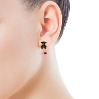 Серьги из вермеля со шпинелью и рубином