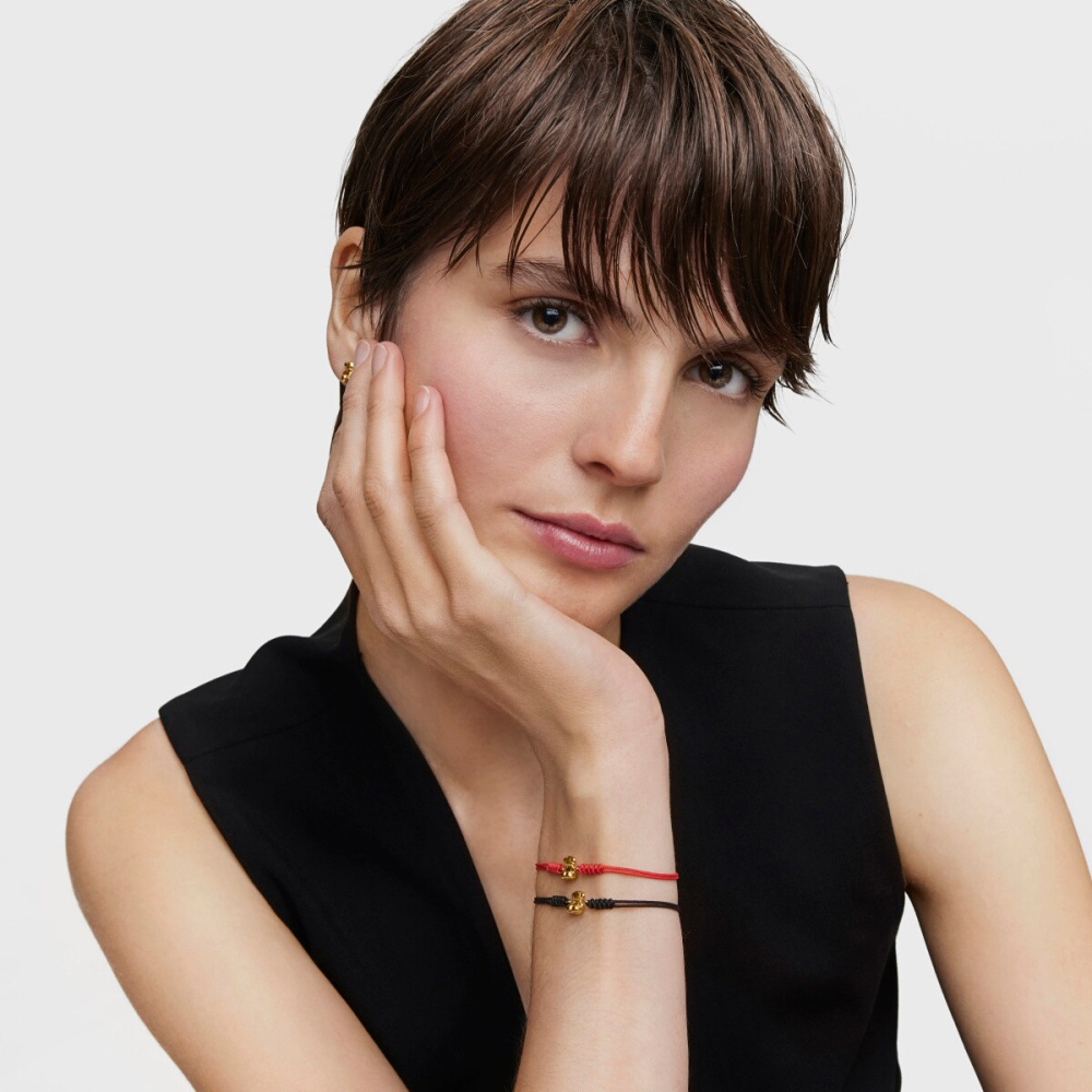 Браслет Bold Bear из золота на красном шнурке фото 7