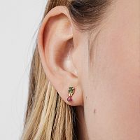 Серьги из вермеля с рубином и хромдиопсидом