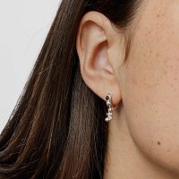 Серьги-кольца из серебра с ониксом