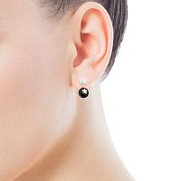 Серьги из серебра с жемчугом и шпинелью